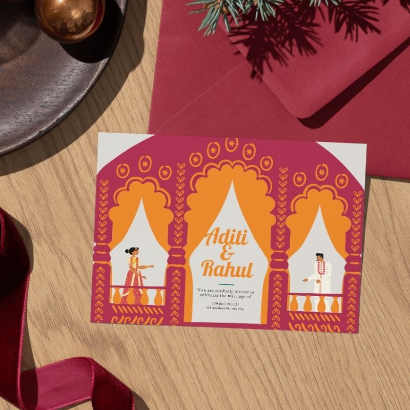 Romantic Balcony Wedding Invitation – Printable and Digital Use – Instant Download