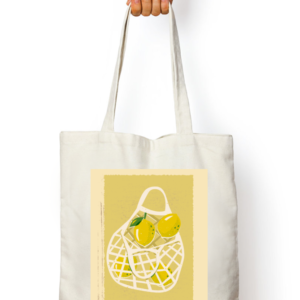Tote Bag Zipper – Artistic Lemon Net Bag Illustration