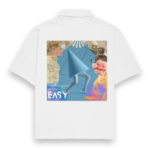 "Nobody Said It Was Easy" – Coldplay-Inspired White Unisex Oversized Shirt | Quantum Dot Gold Collection