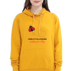 Unisex Hoodie - Your Little Love Bug Sending You a Hug (Mustard Yellow, XS-3XL)