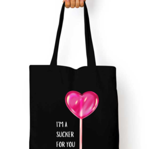 Tote Bag Zipper - I'm a Sucker for You Lollipop Design