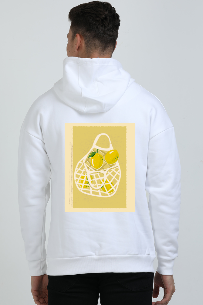 Oversized Hoodie – Artistic Lemon Net Bag Illustration