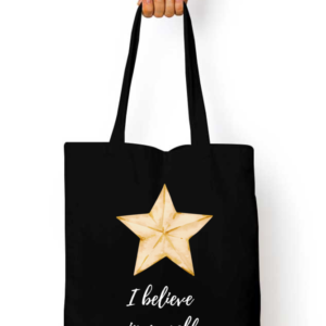 Tote Bag Zipper – "I Believe in Myself" Star Design