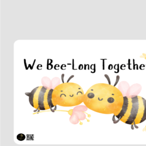 Unisex Mouse Pad - "We Bee-long Together" with Couple Bees Illustration (Square)