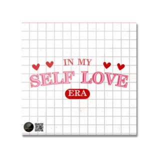 Fridge Magnet - "In My Self Love Era" with Checkered Background (White, Standard Size)