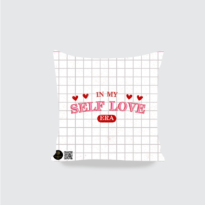 Unisex AOP Cushion Cover - "In My Self Love Era" with Checkered Background (16x16, Multiple Colors)