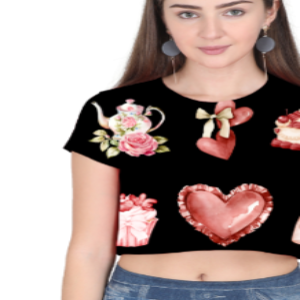 Women's AOP Crop Top - Hearts & Chocolates Pattern (Black, XS-XXL)