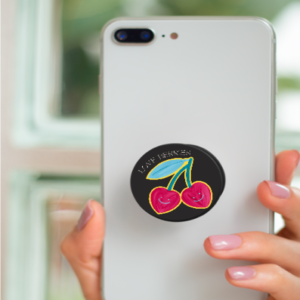PopGrip - "Love Berries" with Two Berries (Black, 4cm)