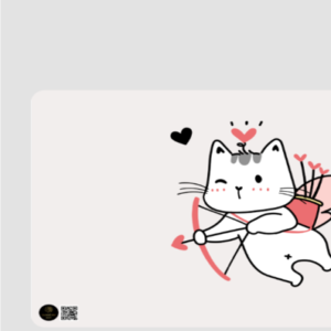 Mouse Pad - Cat-Themed Print of Cupid Cat Holding an Arrow and Bow (Square, White)