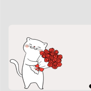 Mouse Pad - Cat-Themed Print of Cat Holding a Bouquet of Flowers (Square, White)