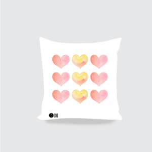 Cushion Cover - Dripping Hearts Watercolor Design