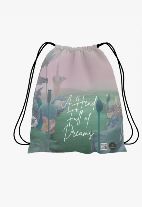A Head Full of Dreams AOP Drawstring Bag – Dreamy Nature Background