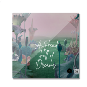 A Head Full of Dreams Square Fridge Magnet – Dreamy Nature Background