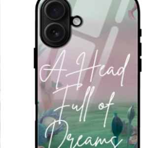 A Head Full of Dreams iPhone 16 Glass Case – Dreamy Nature Background