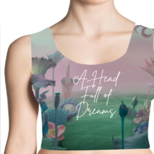 A Head Full of Dreams Women’s AOP Crop Tank (XS-XXL) – Dreamy Nature Background