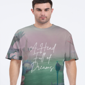 A Head Full of Dreams Men’s AOP Oversized Tee – Dreamy Nature Background