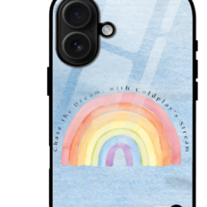 iPhone 16 Glass Case – Chase the Dream, with a Coldplay Stream Design