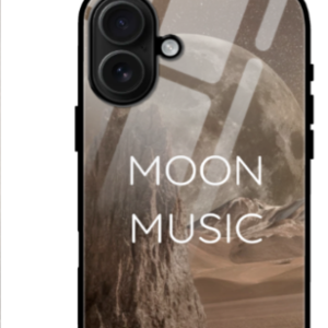 iPhone 16 Glass Case – Moon Music Ivory Moon Design