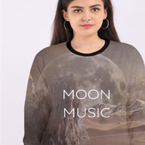 Female AOP Sweatshirt – Moon Music Ivory Moon Design
