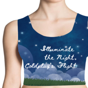 Women's AOP Crop Tank – Illuminate the Night, Coldplay’s Flight Starry Mountain Design
