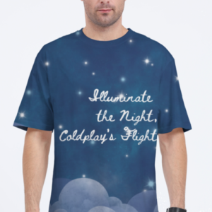 Men’s AOP Oversized Tee – Illuminate the Night, Coldplay’s Flight Starry Mountain Design