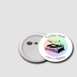 Badge 44mm | Vintage Record 'Feel the Music, Live Coldplay' Design