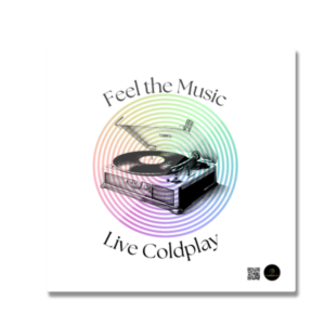 Square Fridge Magnet | Vintage Record 'Feel the Music, Live Coldplay' Design