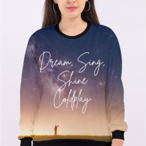 Female AOP Sweatshirt – Dream, Sing, Shine, Coldplay Starry Night Design