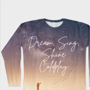 Female AOP Full Sleeve Tee – Dream, Sing, Shine, Coldplay Starry Night Design