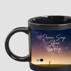 Black Coffee Mug 11oz – Dream, Sing, Shine, Coldplay Starry Night Design