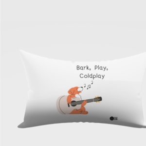 AOP Pillow Cover 18x28 – Bark, Play, Coldplay Dog Guitar Design
