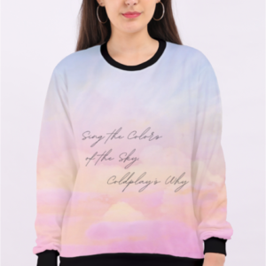 Women’s AOP Sweatshirt – Sing the Colors of the Sky, Coldplay’s Why Dreamy Sky Design