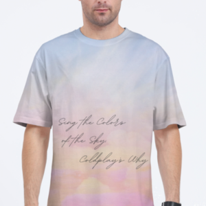 Men’s AOP Oversized Tee – Sing the Colors of the Sky, Coldplay’s Why Dreamy Sky Design