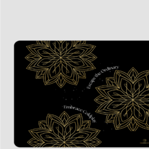Mouse Pad (Square) – Escape the Ordinary, Embrace Coldplay Golden Geometric Flowers with Starry Constellation Design