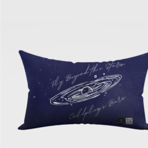 AOP Pillow Cover – Fly Beyond the Stars, Coldplay’s Bars Galaxy Illustration with Starry Background