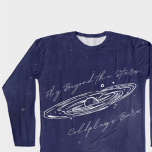 Women’s AOP Full Sleeve Tee – Fly Beyond the Stars, Coldplay’s Bars with Cosmic Galaxy Design