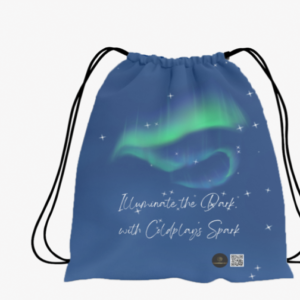 AOP Drawstring Bag – Illuminate the Dark, with Coldplay’s Spark Green Aurora Design