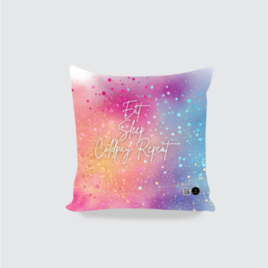 AOP Cushion Cover 16x16 - Eat, Sleep, Coldplay, Repeat | Vibrant Multicolor Glitter Design
