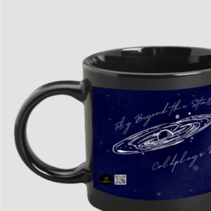 Black Coffee Mug - Fly Beyond the Stars, Coldplay’s Bars | Cosmic Galaxy Design