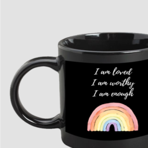 I Am Worthy – Black Coffee Mug