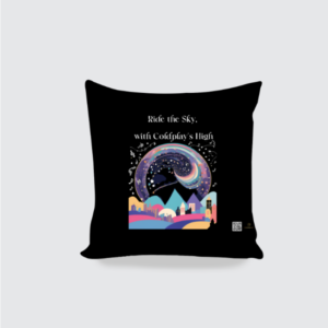 AOP Cushion Cover (16x16) – Ride the Sky, with Coldplay’s High | Vibrant Cityscape Design