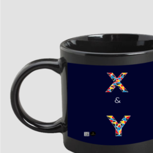 Black Coffee Mug – X & Y Typography | Colorful Geometric Design