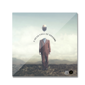 Square Fridge Magnet – A Head Full of Dreams | Surreal Floating Head Design