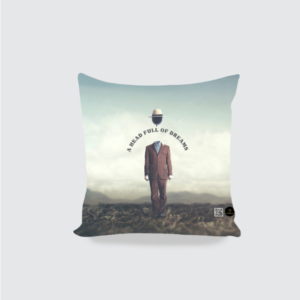 AOP Cushion Cover (16x16) – A Head Full of Dreams | Surreal Floating Head Design