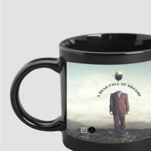 Black Coffee Mug (11oz) – A Head Full of Dreams | Surreal Floating Head Design