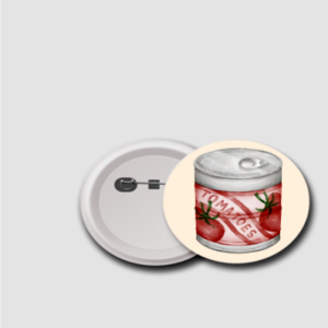 75mm Badge – Tomatoes Can Design | Retro Grocery Aesthetic