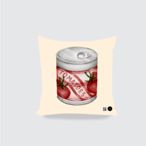 AOP Cushion Cover – Tomatoes Can Design | Retro Grocery Aesthetic | 16x16