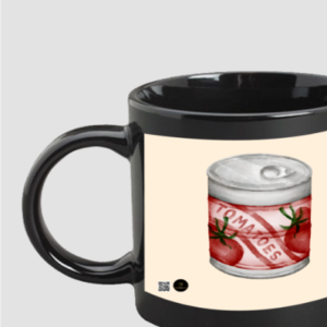 Black Coffee Mug – Tomatoes Can Design | Retro Grocery Aesthetic | 11oz