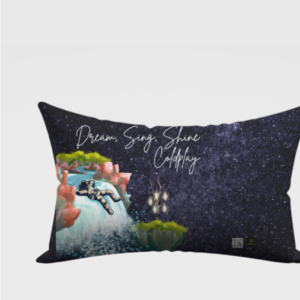 AOP Pillow Cover – Dream, Sing, Shine Coldplay | Astronaut & Waterfall Starry Design