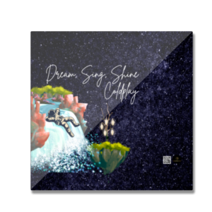 Fridge Magnet – Dream, Sing, Shine Coldplay | Astronaut & Waterfall Starry Design